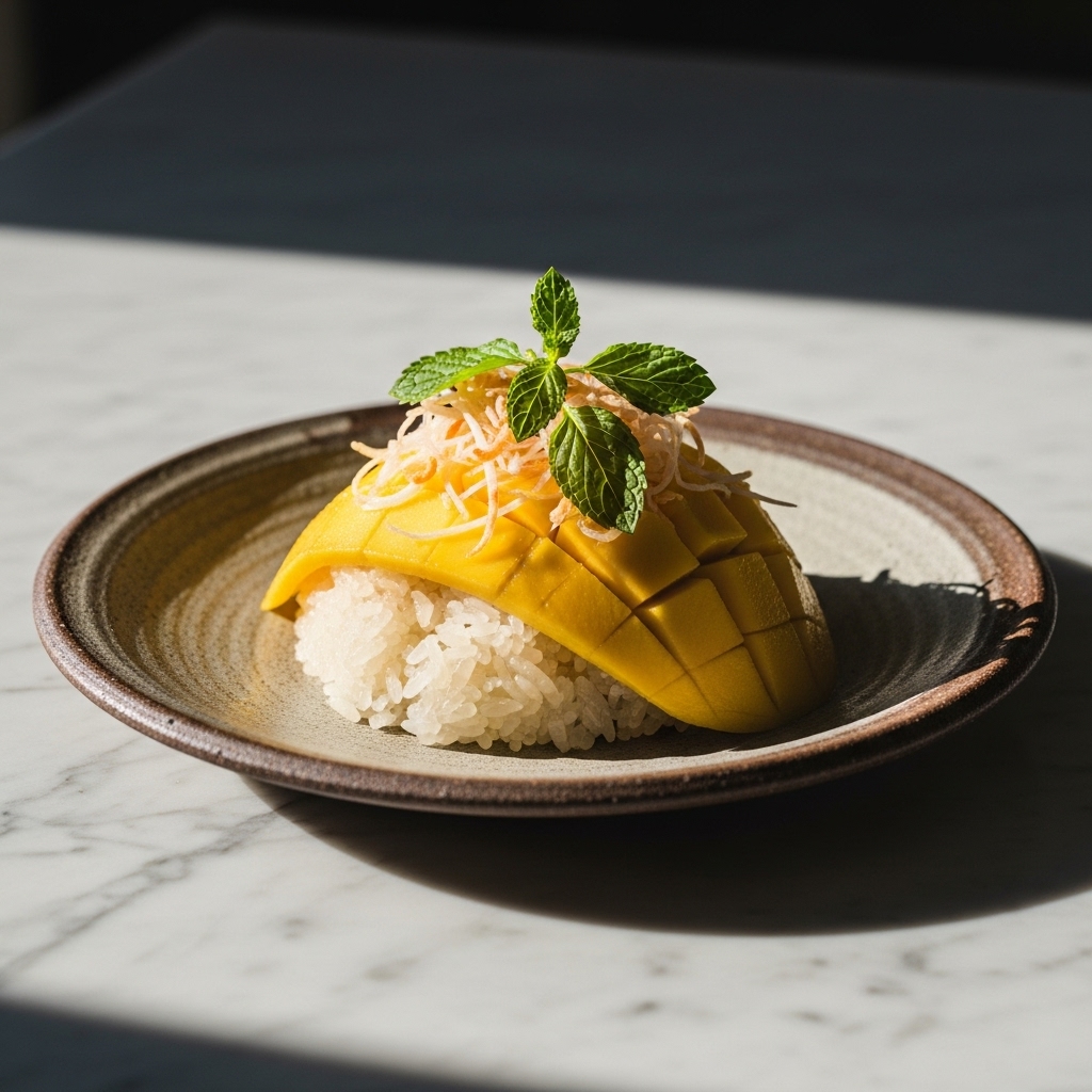 Exquisite Vegan Vietnamese Coconut Sticky Rice with Mango (Cháo Nếp Xôi Đậu Xanh Dưa Lê)